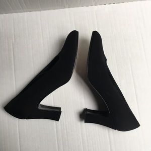 Stuart Weitzman Square Toe Black Fabric Pumps 9B